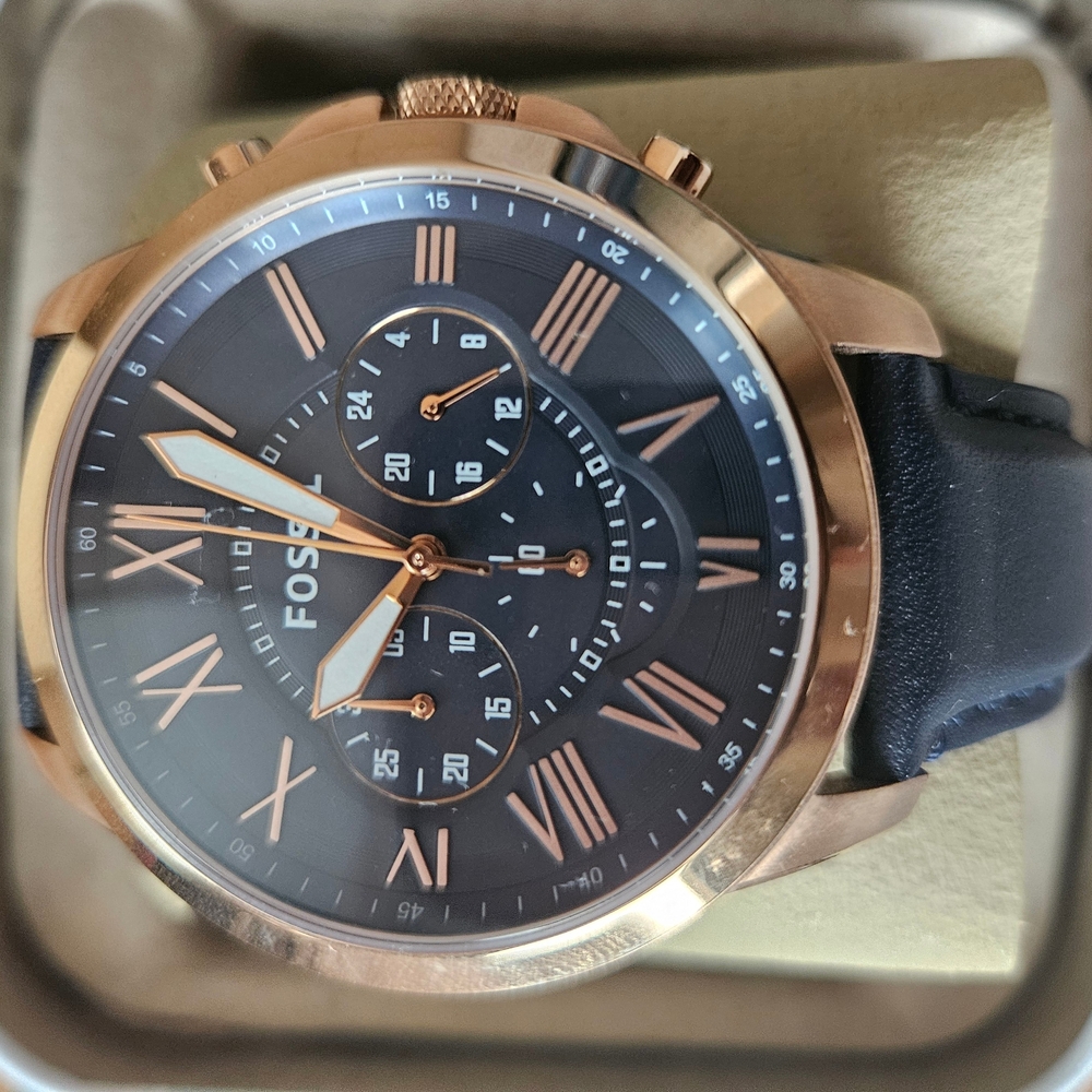 Rose Gold Watch with Black Strap